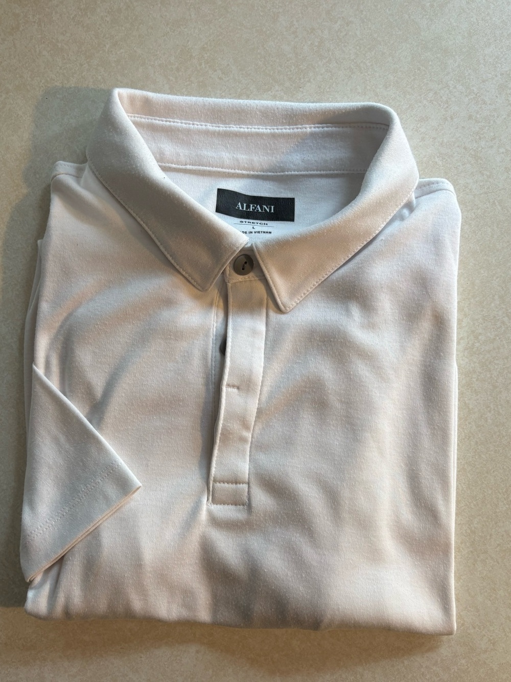 Alfani Men's Light White Polo Shirt with Classic Collar